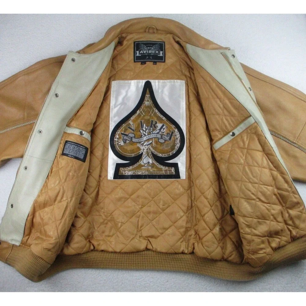 Avirex Leather Varsity Bomber Jacket Mens Size 4XL‎ Vintage 90s Y2K King Casino
